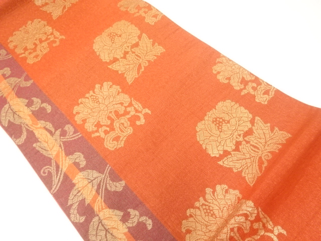 花更紗模様織出し袋帯